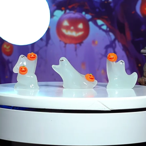 Halloweens Ghosty Figurines Resins Ghosty Statues Lights in the Darks Pumpkins Ghosty Ornament Indoor Halloweens Decors