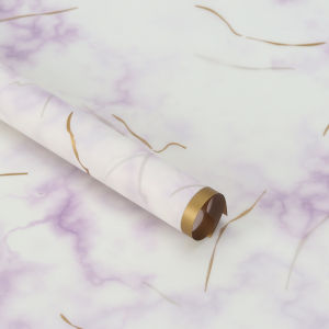 Flower Wrapping Gold Line Marble Cellophane Waterproof Kertas Buket Bunga Ecer Flower Wrap KB6048