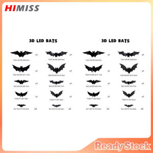 HIMISS 3d Halloween Led Bats Light Bat Stickers Waterproof Decorative Wall Sticker For Home Decor Indoor Party Decorations