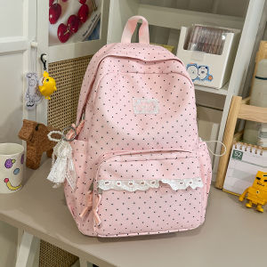 AE Korean Style ins Stylish school bag for junior high school girls high aesthetic value polka dot backpack casual and lightweight travel backpack for high school students