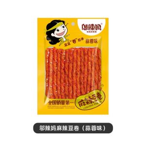 邬辣妈-麻辣豆卷 香辣脆皮 蒜蓉豆条 素牛筋 辣条豆干零食 豆制品小吃 麻辣开胃 即食解馋 WULAMA-Mala Bean Roll/Spicy Crispy Skin/Garlic Bean Strips/Vegetarian Beef Tendon