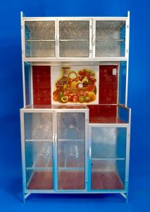 Rak piring 3 pintu Magic com keramik bawah belakang lapisan seng