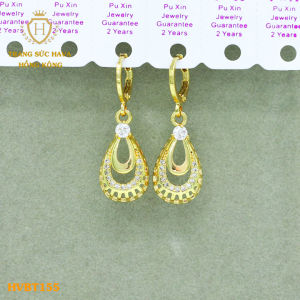 Bông Tai Nữ Đính Đá Dáng Dài Khuyên Tai Titan Xi Mạ Vàng 24k - Trang Sức Hava Hong Kong