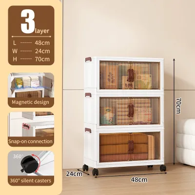Foldable Storage Cabinet Foldable Wardrobe Organizer Rolling Storage Cabinet for Clothes Living Room Bedroom Kitche