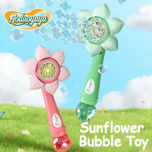 Aoduoyaya Electric Bubble Toy Machine Sunflower Handheld Bubble Launcher with Light Rechargeable Outdoor Mesin Bubble