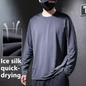 STAR FRUIT เสื้อยืดแขนยาวผ้าไหมน้ำแข็งสำหรับผู้ชาย สบายหายใจแห้งเร็ว กันแดดกลางแจ้ง