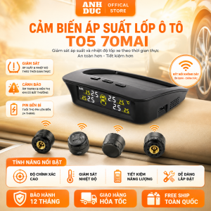 Cảm Biến Áp Suất Lốp Ô Tô 70mai T05 Van NgoàiHiển Thị Áp Suất & Nhiệt ĐộCảnh Báo An Toàn Pin Năng Lượng Mặt Trời