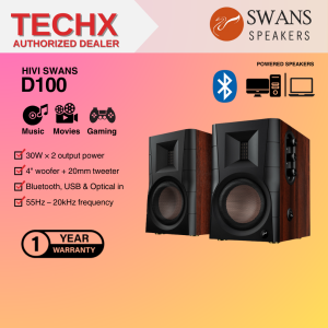 HiVi Swans D100 Powered Bookshelf Speakers 2.0 Active Bluetooth 5.0 Speaker for TV and PC High Fidelity Speakers