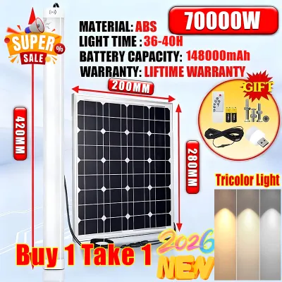 [Free shipping]Solar Tube Light Outdoor Waterproof IP67 Rechargeable 120000W 80000W 60000W LED Solar Emergency Light Spotlight Outdoor Portable Automatic Lighting With Panel Remote Control