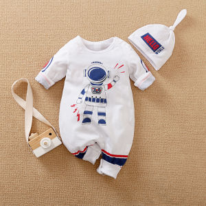 Baby Clothes 100% Cotton Long Sleeve Jumpsuit Space Man Print Bodysuit Romper For Baby Boys Girls
