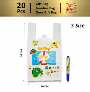 Gift Bag 20pcs Goodies Bag Door Gift Birthday Wedding Party 101 Ultraman Happy Day Cartoon Pattern Plastic Bag Food Grade Portable Convenience Bag 礼物袋