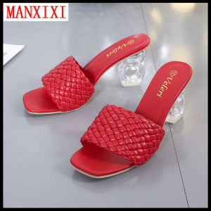 MANXIXI Fashion Women High Heels Slippers 3.15 Inches Beautiful Weave Style Sandals (Size 35-43)