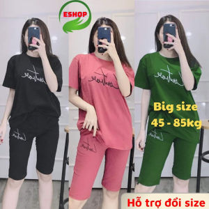 Đồ bộ nữ đồ bộ mặc nhà đẹp dễ thương bigsize Đồ bộ thun nữ cotton thể thao Đồ ngủ nữ trung niên quần lửng ngố ESHOP AD02