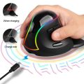 JOMAA Rechargeable Vertical 2.4G Wireless Mouse with RGB Color Gaming Mouse prevents mouse hand for Gamer Laptop Computer Ergonomic Mice. 