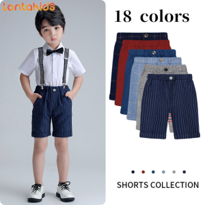 Lontakids กางเกงขาสั้นชุดฤดูร้อนเด็กผู้ชายสำหรับเด็กกางเกงชุดนักเรียนเป็นทางการสำหรับปาร์ตี้งานแต่งงานชุดเดรส16สี3-16ปี (สั้นเท่านั้น)