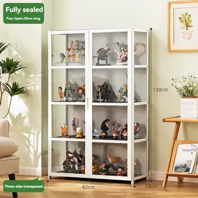 【On Hand】Display Cabinet For Toy 4/5Layers Large Capacity Cabinet Bamboo With Glass Storage Cabinet