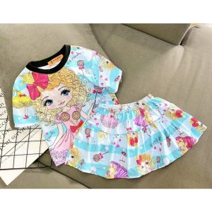 Bộ đầm thun lạnh 3D cho bé yêu