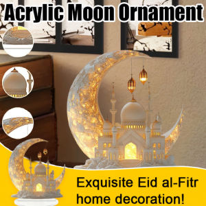Beautiful Moon Ornament Eid Acrylic Decoration Festive Home Decor Acrylic Material Durable Tabletop Ornament Ramadan Islamic Decor