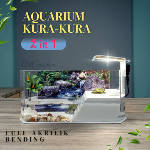 Aquarium kura kura brazil akuarium kura kura mini lengkap dengan lampu led dan hiasan