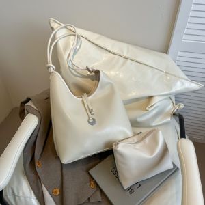 LANGJ ปี 2000 กระเป๋าใต้แขน พร้อมกระเป๋าด้านใน ความจุขนาดใหญ่ กระเป๋าสะพายข้าง แฟชั่น โกธิค กระเป๋าโท้ตหนัง PU สาวเผ็ด