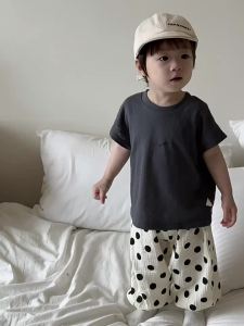 Childrens Summer Clothes Baby Short Sleeve T T-shirt and anti-mosquito pants set summer style Korean version childrens clothing baby anti-mosquito pants A Similar to thin