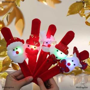 [COD] Modingdue 5Pcs Christmas Clap Bracelets Cartoon Santa Claus Snowman Reindeer Papa Circle Wristbands Holiday Party Childrens Gifts