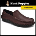 Hush Puppies Men's Shoes Leather Shoes Men Slip-Ons Loafers Plus Size 46 47. 