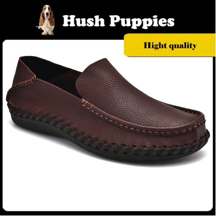 Hush Puppies Men's Shoes Leather Shoes Men Slip-Ons Loafers Plus Size 46 47