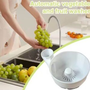 GAOSU การใช้น้ำอย่างมีประสิทธิภาพ เครื่องล้างผลไม้อัตโนมัติ ไดร์เป่า ล้างอาหาร ตะกร้าระบายน้ำผักกาดหอม หลายฟังก์ชัน ประหยัดพื้นที่ ชามล้างผลไม้ ครัวเรือน