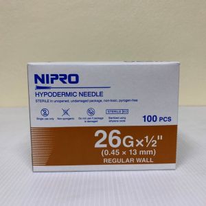 NIPRO STERILE MEDICAL NEEDLE 26G X 1/2 INCH ( 13MM) 100S EXPIRY 2028 GOODS SOLD ARE NON RETURNABLE