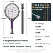 (1-3 Days Delivered)Foldable Electric Mosquito Killer Swatter Fly Racket Rotate Mosquito Swatter 2 in 1 Purple Light Trap Bat 2800V Strong 电蚊拍 灭蚊灯 灭蚊器