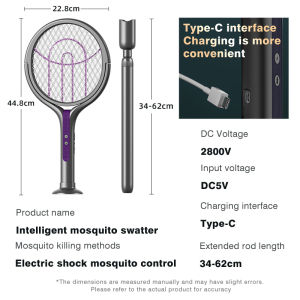 (SG Dliver)Electric Mosquito Swatter Fly Racket Rotate Telescopic Purple Light Mosquito Trap Bat 2 in 1 2800V Strong Mosquito Zapper Fly Swatter