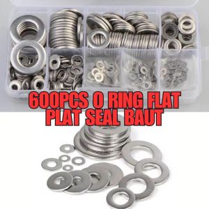600pcs O Ring Flat Plat Seal Baut Gasket Nut Sel Washer Stainless Steel Spacer 304 Metal