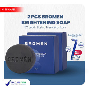Bromen 2 pcs Sabun Brightening Muka Laki Laki Brightening Soap Anti Kusam Anti Jerawat 50gr