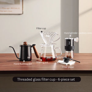 BINCOO Premium Hand-Pour Glass Coffee Dripper with Glass Filter - Elegant Coffee Maker Set for Perfect Brew