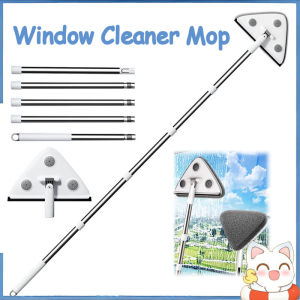 360° Rotatable Triangle Mop Silicone Scraper Broom Washing Glass Cleaning Squeegee Floor Wall Ceiling Flat Windows Wiper Brush
