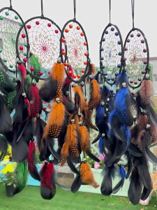 Lông Tua dreamcatchers đồ treo trang trí với hạt phát sáng ban đêm Chuông gió cho treo xe hoặc nhà kiểu dáng