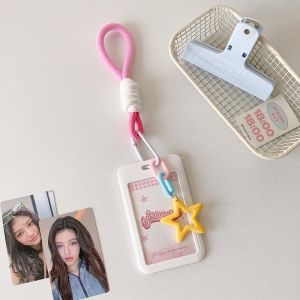 1Pc Cute Photo Card Holder Kpop Idol Postcard Protective Case Bus Student ID Card Sleeves Pendant Keychain Kawaii Stationery