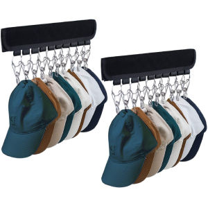 10 Clips Hats Organizer Rack Hanging Peaked Cap Scarf Storage Rack Hanger Multifunctional Closet Wardrobe Storage Holder