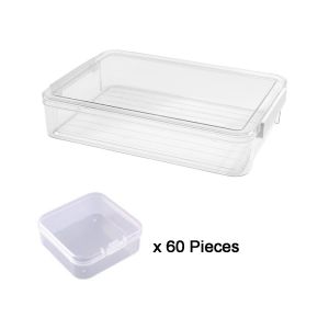 YTRYTWE Plastic Perler Beads Storage Box Transparent Rectangle Beads Storage Box Multi-functional Stackable Storage Box for Home