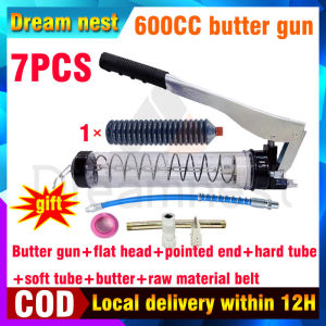 Grease Gun 600CC Grease Gun Pump Heavy Duty High Pressure Oil Injection Grease Gun Pump Greasing Tools+Extended pliers type oil nozzle