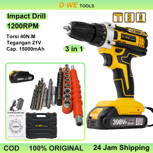 D·WE Cordless Drill/Driver Impact Wrench Electric Power Drill Bor Impact Listrik 3 in 1 Multiguna Efisien 40N.m 1200RPM