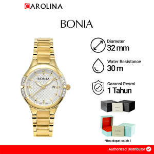 Jam Tangan Wanita Bonia Elegance B10695-2217S White Dial Gold Stainless Steel Strap