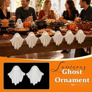BUREGESS Button Cell Battery Operated Ghost Table Decor Warm White Compact Size Halloween LED Light Holiday Glowing Figurine Portable Design Miniature Nightlight Bedside Lamp