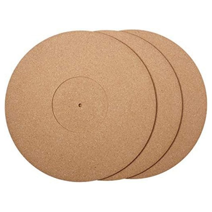 3 Pieces Cork Turntable Mats Wooden Cork Turntable Mats Kit with High