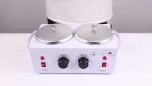 Double Wax Warmer Professional Electric Wax Heater Hair Removal Dual Parrafin Adjustable Temperature Machine Facial Skin Equipment SPA Hair Removal Tool (White)