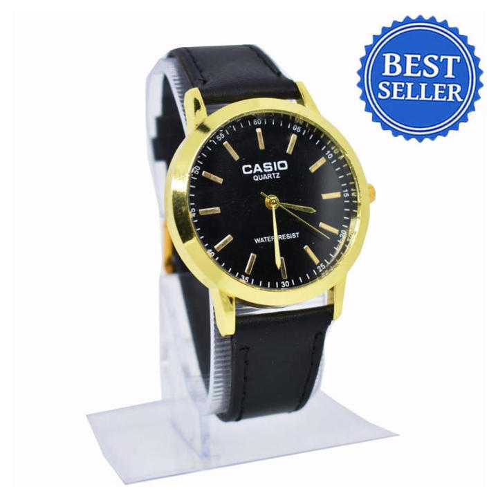 Casio Casual Black Gold Leather Watch For Men(Black) Lazada PH