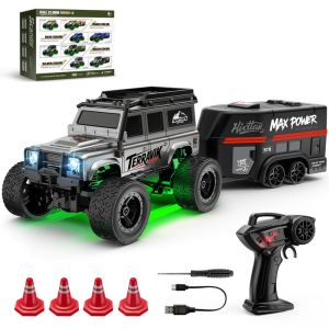LUMINOU có kèm theo Trailer Xe leo núi điều khiển từ xa mini Quy mô đầy đủ 1:64 Xe địa hình  Điều khiển từ xa 2.4G Mô hình đồ chơi trẻ em Đồ chơi quà tặng
