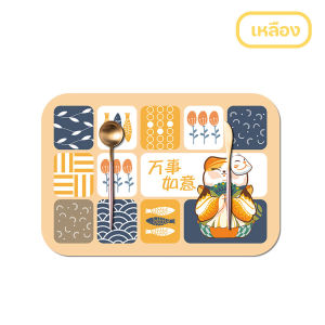 แผ่นรองจาน PU แผ่นรองภาชนะ แผ่นรองโต๊ะอาหาร ขนาด 30x45 cm ลายแมวน่ารัก