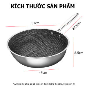 Chảo tổ ong inox chống dính đường kính 28cm có tay cầm Chảo inox đáy tổ ong chiên xào tiện lợi phù hợp mọi loại bếp TIDO TI DO